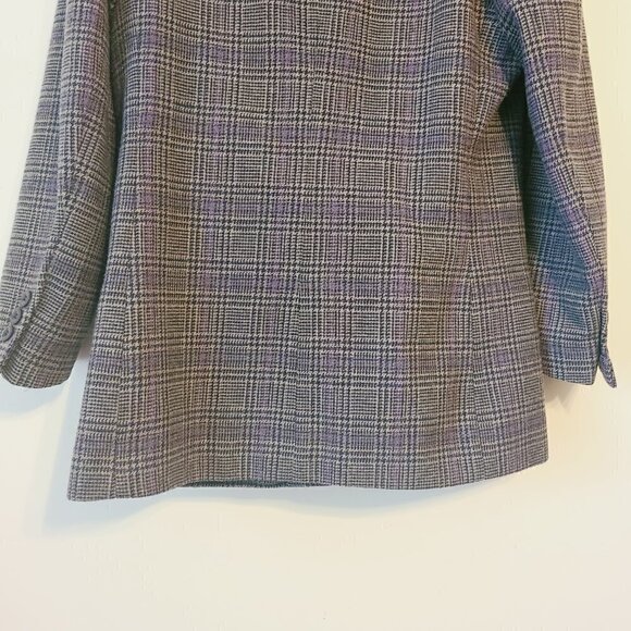 Sasson Petite | Women's Vintage Plaid Wool Blend Double Button Blazer (Size 8) - Picture 15 of 16